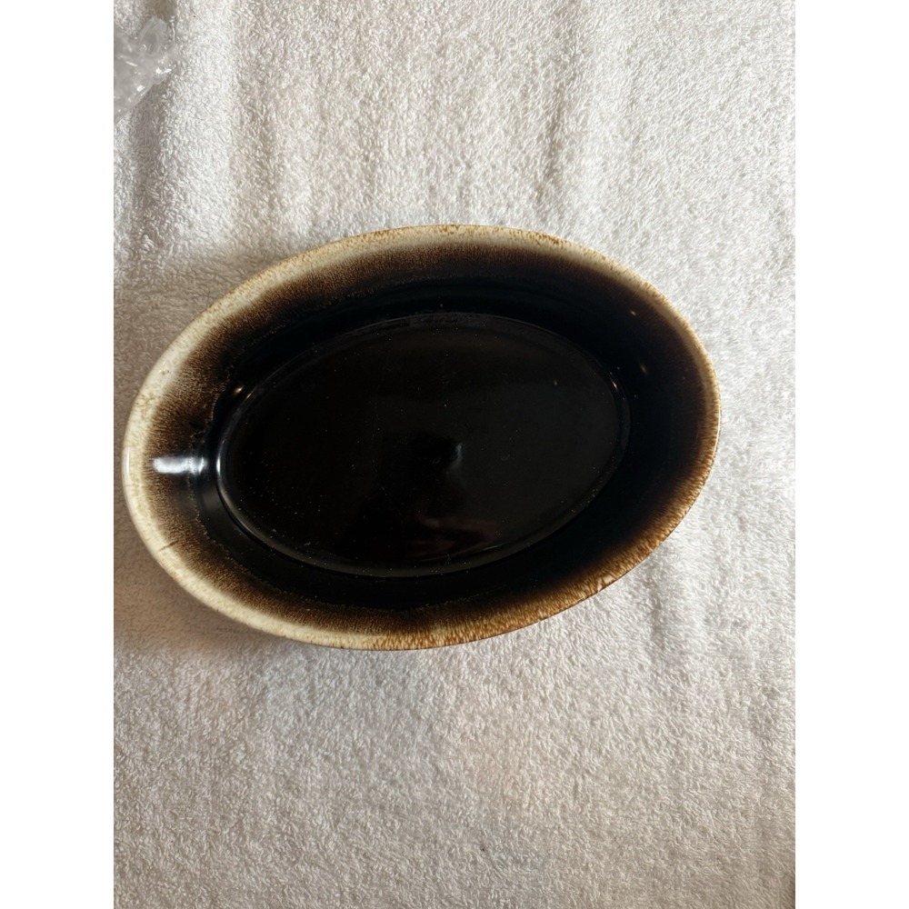VTG Pfaltzgraff USA Brown Drip Oval Serving Bowl 7.75" x 5 3/8" x 2" #240
